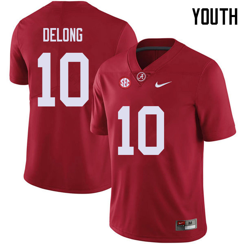 Alabama Crimson Tide Youth Skyler DeLong #10 Red NCAA Nike Authentic Stitched 2018 College Football Jersey MV16I64IM